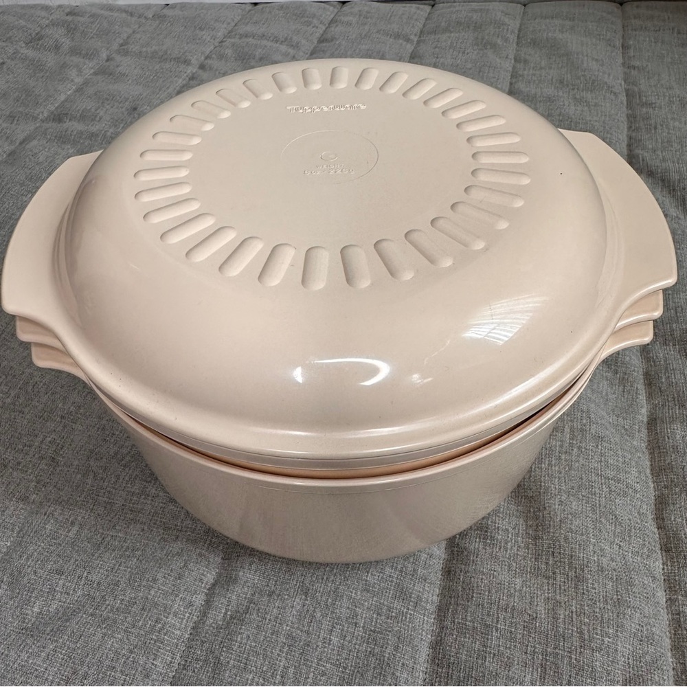 Vintage Tupperware Microwave Cooker Steamer System almond 4 pieces set Lid Cone - Picture 12 of 12